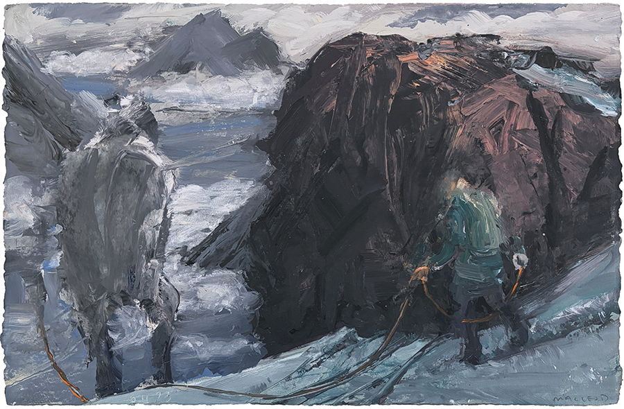 Footstool, by Euan Macleod, 2023, acrylic on paper, 380 x 580mm, SOLD