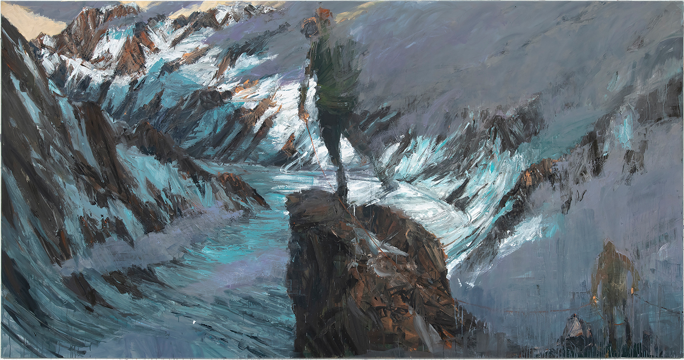 Fool on a Hill, by Euan Macleod, 2023, acrylic on canvas, 2100 x 4000, SOLD