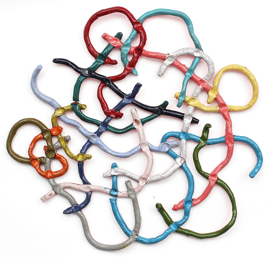 'Jungle' by Janna van Hasselt, 2024-25, glazed earthenware and acrylic, 440 x 420 x 40mm